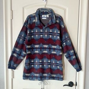 Vintage 90s Denim Express Southwestern Pullover Fleece Sweater Aztec Men Large